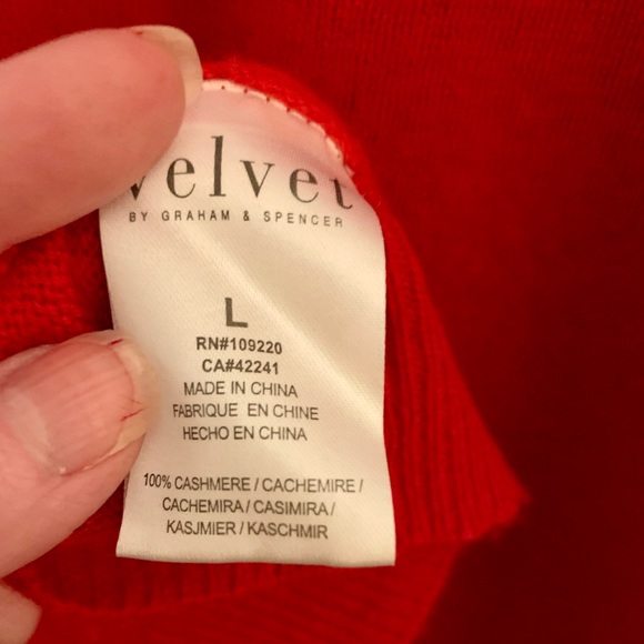 Velvet by Graham & Spencer Cashmere Sweater Red/Pink Size L - Picture 4 of 5